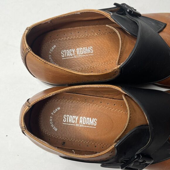 Stacy Adams Monk Strap Brown Black  Memory Foam Leather Dress Shoes Mens Sz13 W main image 10
